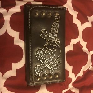 Faux leather studded wallet